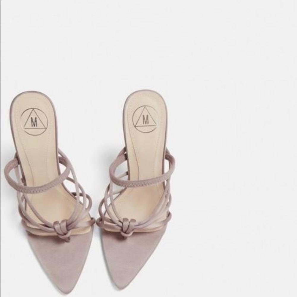 Mauve Satin knot strap heel